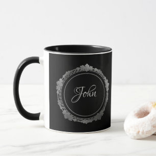 Personalized black and silver mug