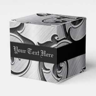 Personalized Black and Silver Pattern Favour Box