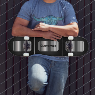 Personalized Black And Steel Skateboard