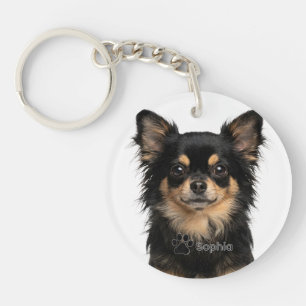 Personalized Black and Tan Chihuahua Dog Keychains