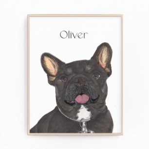Personalized Black and Tan Frenchie French Bulldog Photo Print