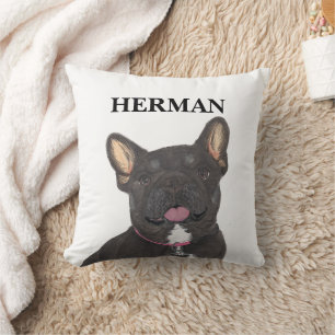 Personalized Black and Tan Frenchie French Bulldog Throw Pillow