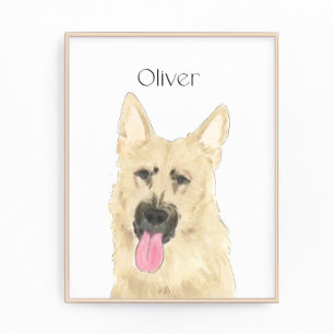 Personalized Black and Tan German Shepherd Art Photo Print