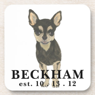 Personalized Black and Tan Short Haired Chihuahua Coaster
