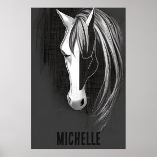 Personalized Black and White Abstract Horse Poster