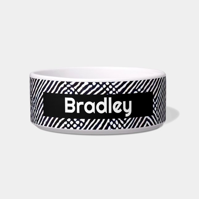 Personalized Black and White Abstract Pattern Bowl (Front)