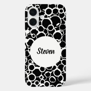 personalized black and white abstract pattern iPhone 16 case