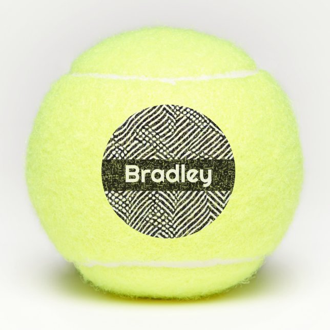 Personalized Black and White Abstract Pattern Tennis Balls (Front)
