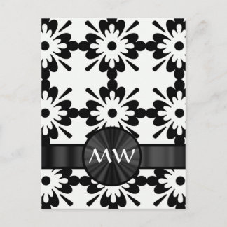 Personalized black and white abstract postcard