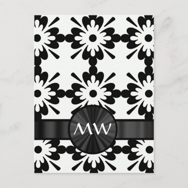 Personalized black and white abstract postcard (Front)