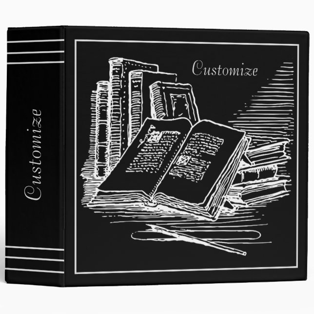 Personalized  Black And White Academia  Binder (Front/Spine)