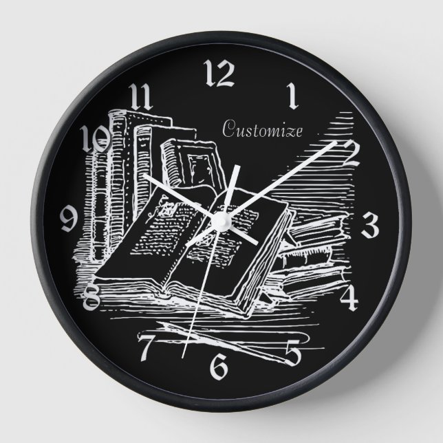 Personalized  Black And White Academia  Clock (Front)