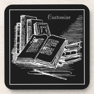 Personalized  Black And White Academia  Coaster