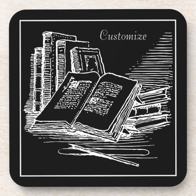 Personalized  Black And White Academia  Coaster (Front)