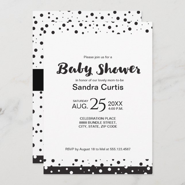 Personalized, black and white, Baby shower Invitation (Front/Back)