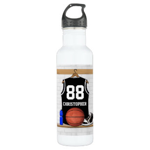 Personalized Black and White Basketball Jersey 710 Ml Water Bottle