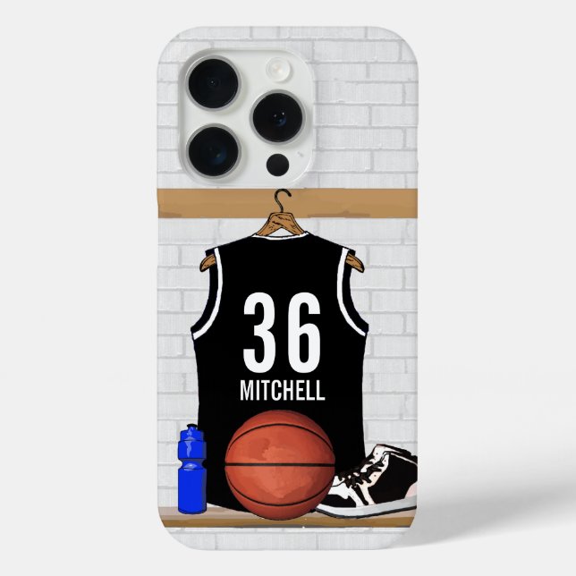 Personalized Black and White Basketball Jersey Case-Mate iPhone Case (Back)