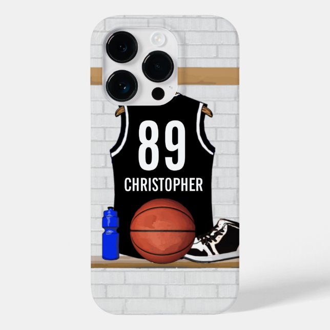 Personalized Black and White Basketball Jersey Case-Mate iPhone Case (Back)