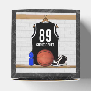 Personalized Black and White Basketball Jersey Favor Box