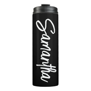 Personalized Black and White Brush Script Thermal Tumbler