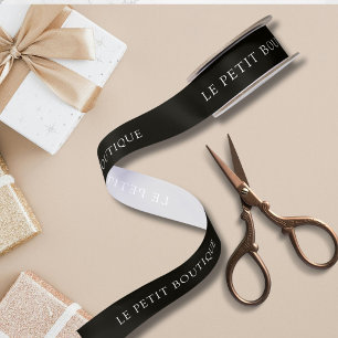 Personalized  Black and White Business Name Satin Ribbon