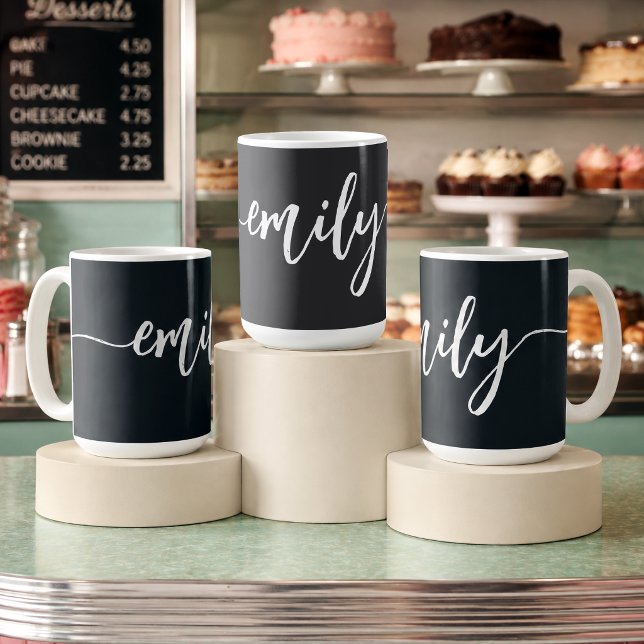 Personalized Black and White Calligraphy Name Coffee Mug (Creator Uploaded)