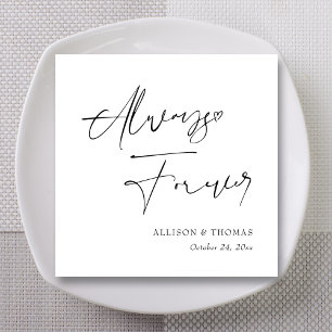Personalized Black and White Calligraphy Wedding Napkin