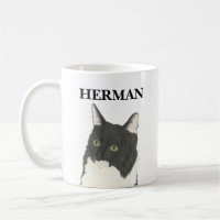 Personalized Black and White Cat Beverage Coaster