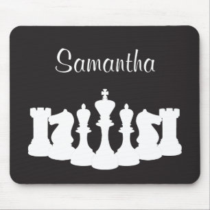 Personalized Black and White Chess Mousepad