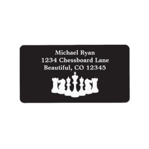 Personalized Black and White Chess Pieces Classic Label