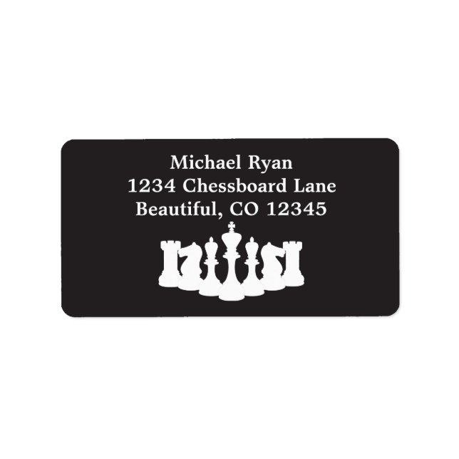 Personalized Black and White Chess Pieces Classic Label (Front)