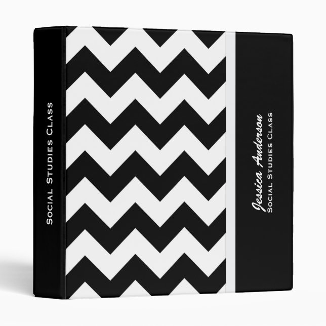 Personalized: Black And White Chevron Binder 2 (Front/Spine)