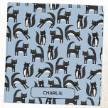 Personalized Black and White Cute Tuxedo Cat Binder<br><div class="desc">Lots of lovely little black and white Tuxedo cats on a blue background.  Purrfect for animal lovers. Original art by Nic Squirrell. Change the name to personalize.</div>