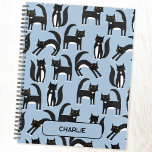 Personalized Black and White Cute Tuxedo Cat Planner<br><div class="desc">Lots of lovely little black and white Tuxedo cats on a blue background.  Purrfect for animal lovers. Original art by Nic Squirrell. Change the name to personalize.</div>