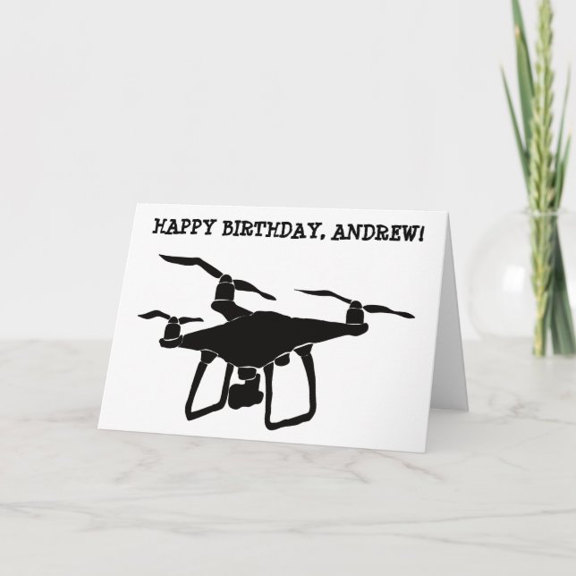 Personalized Black and White Drone Card (Front)