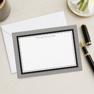 Personalized Black and White Elegant Stripes Card