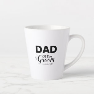 Personalized black and white father of the groom latte mug