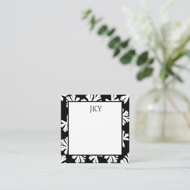 Personalized Black and White  Flat Note Card (Standing Front)