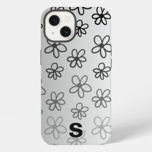 personalized black and white floral phone case