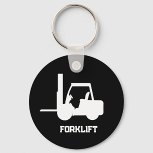 Personalized Black and white Forklift Keychain
