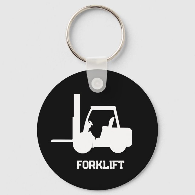 Personalized Black and white Forklift Keychain (Front)