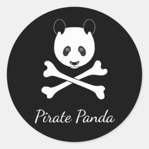 Personalized Black and White Funny Pirate Panda Classic Round Sticker