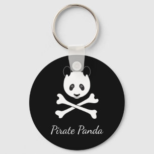 Personalized Black and White Funny Pirate Panda Keychain