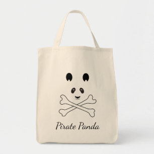Personalized Black and White Funny Pirate Panda Tote Bag