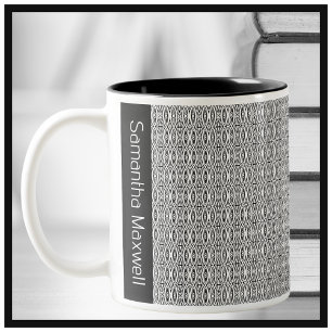 Personalized black and white geometric pattern Two-Tone coffee mug