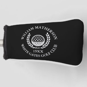 Personalized Black And White Golf Club Name Head Cover