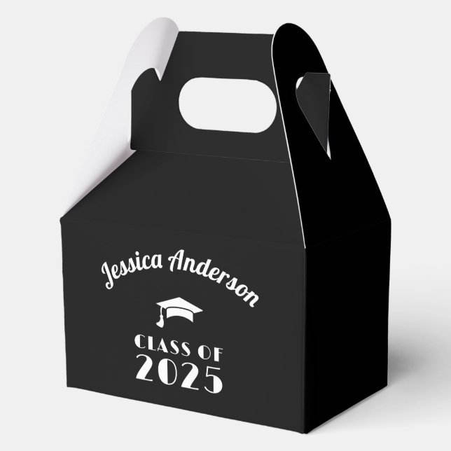 Personalized Black and White Graduation  Favor Box (Back)