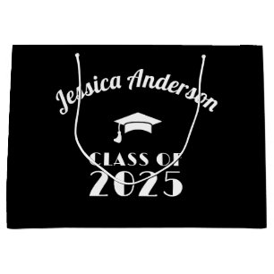 Personalized Black and White Graduation Large Gift Bag