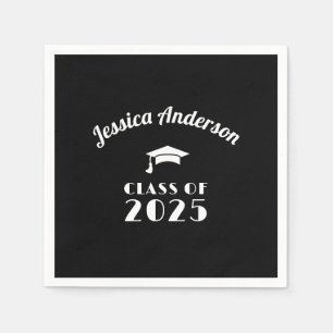 Personalized Black and White Graduation  Napkin