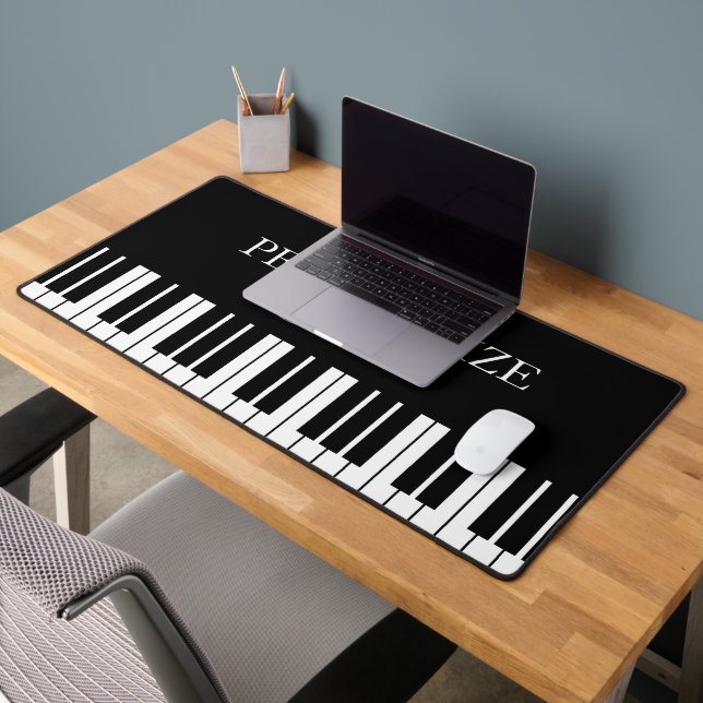 Personalized black and white grand piano keys desk mat (Office 2)